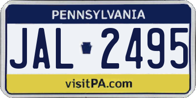 PA license plate JAL2495