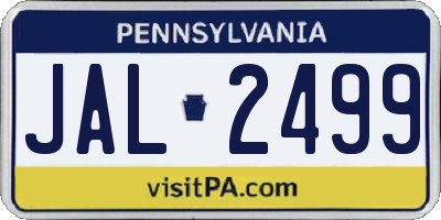 PA license plate JAL2499