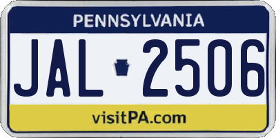 PA license plate JAL2506