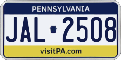 PA license plate JAL2508