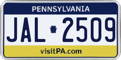 PA license plate JAL2509