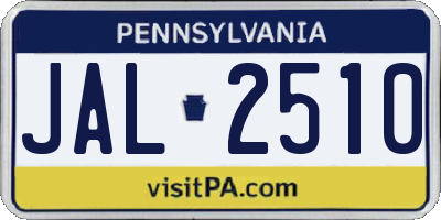 PA license plate JAL2510