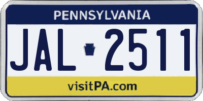 PA license plate JAL2511