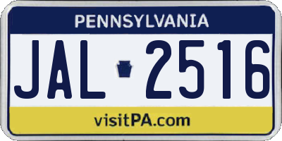 PA license plate JAL2516