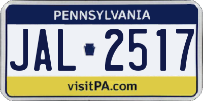 PA license plate JAL2517