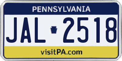 PA license plate JAL2518