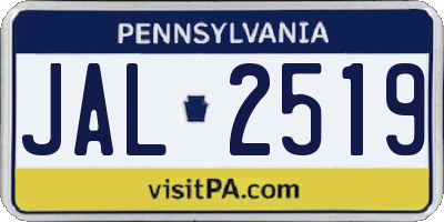 PA license plate JAL2519