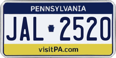 PA license plate JAL2520