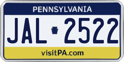 PA license plate JAL2522