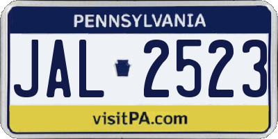 PA license plate JAL2523