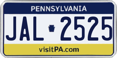 PA license plate JAL2525