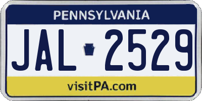 PA license plate JAL2529