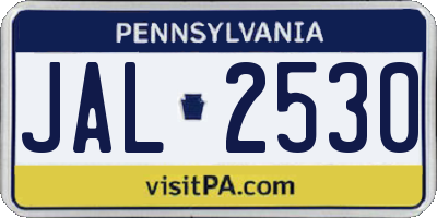 PA license plate JAL2530