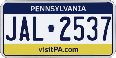 PA license plate JAL2537