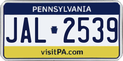 PA license plate JAL2539