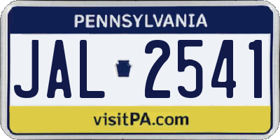 PA license plate JAL2541