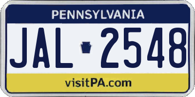 PA license plate JAL2548