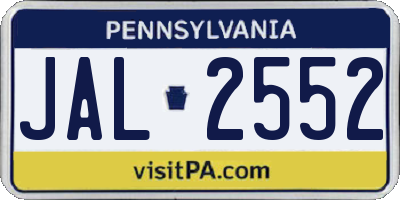 PA license plate JAL2552