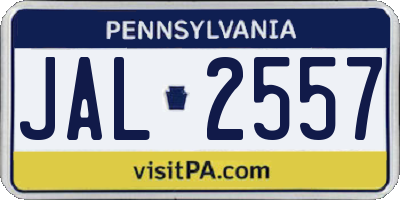 PA license plate JAL2557