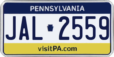 PA license plate JAL2559