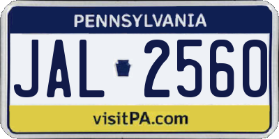 PA license plate JAL2560