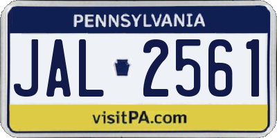 PA license plate JAL2561