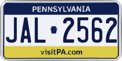 PA license plate JAL2562