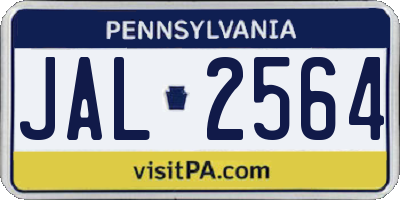 PA license plate JAL2564