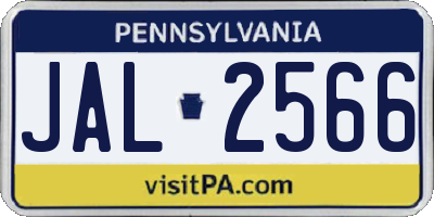 PA license plate JAL2566