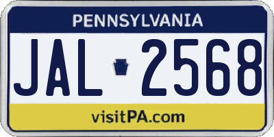 PA license plate JAL2568