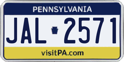 PA license plate JAL2571