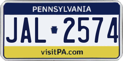 PA license plate JAL2574