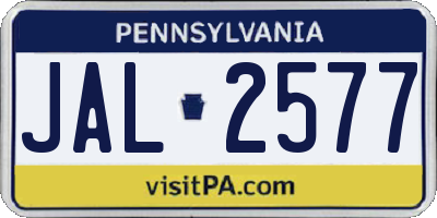 PA license plate JAL2577