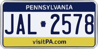 PA license plate JAL2578