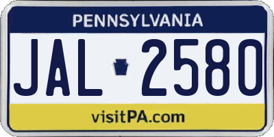 PA license plate JAL2580