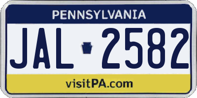 PA license plate JAL2582