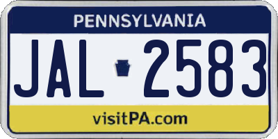 PA license plate JAL2583