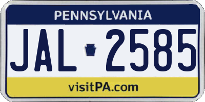 PA license plate JAL2585