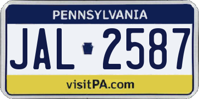 PA license plate JAL2587