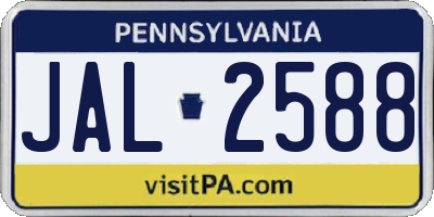 PA license plate JAL2588