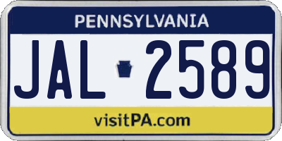 PA license plate JAL2589