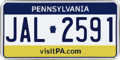 PA license plate JAL2591