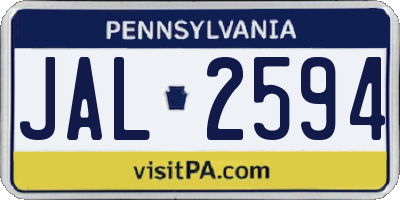 PA license plate JAL2594