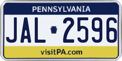 PA license plate JAL2596