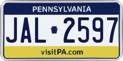 PA license plate JAL2597