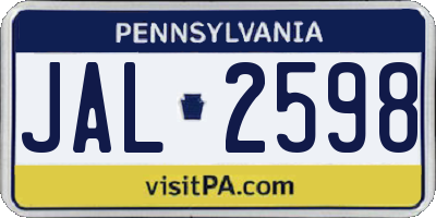 PA license plate JAL2598