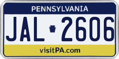 PA license plate JAL2606