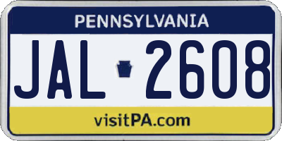 PA license plate JAL2608