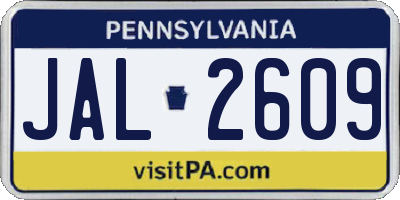 PA license plate JAL2609