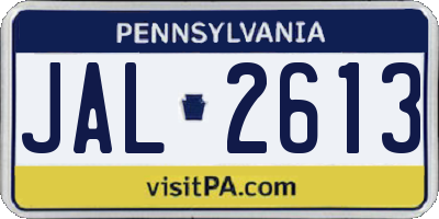 PA license plate JAL2613